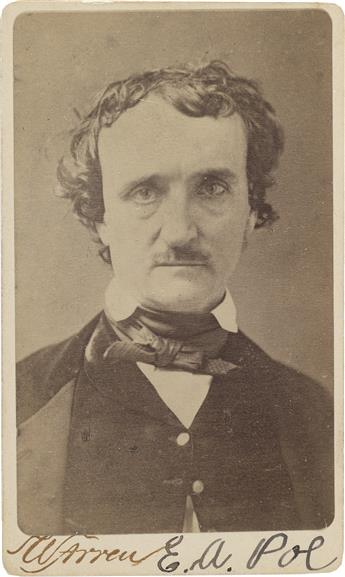 (EDGAR ALLAN POE) (1809-1849) A scarce carte-de-visite after the famous Annie [Richmond] Daguerreotype, that portrays Poe at the end